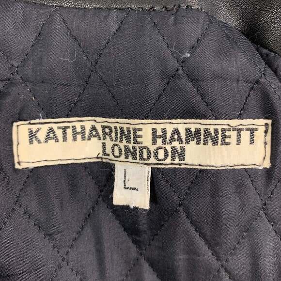 KATHARINE HAMNETT Winter 1990 Black Studded Leather Clean Up Or Die Biker Jacket - Picture 10 of 10